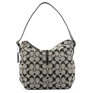 6845 Grey Black Signature Hobo Shoulder Bag