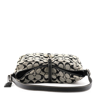 6845 Grey Black Signature Hobo Shoulder Bag