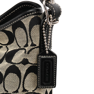 6845 Grey Black Signature Hobo Shoulder Bag