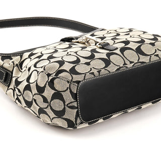 6845 Grey Black Signature Hobo Shoulder Bag
