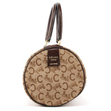Beige Brown Macadam Canvas Mini Boston Bag