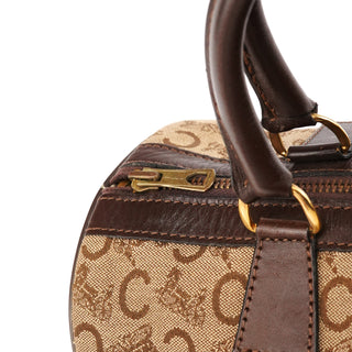 Beige Brown Macadam Canvas Mini Boston Bag