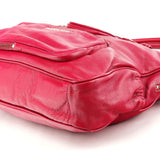 Pink Leather Multi-Pocket Tote Bag
