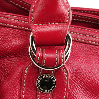 Pink Leather Multi-Pocket Tote Bag