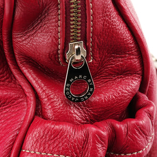 Pink Leather Multi-Pocket Tote Bag
