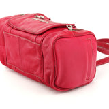 Pink Leather Multi-Pocket Camera Tote Bag