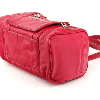 Pink Leather Multi-Pocket Camera Tote Bag