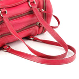 Pink Leather Multi-Pocket Camera Tote Bag