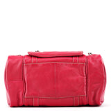 Pink Leather Multi-Pocket Camera Tote Bag