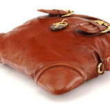 Brown Leather Padlock 2-Way Tote Bag