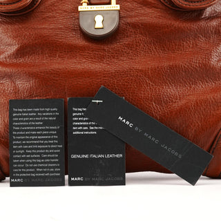 Brown Leather Padlock 2-Way Tote Bag