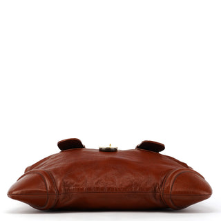 Brown Leather Padlock 2-Way Tote Bag