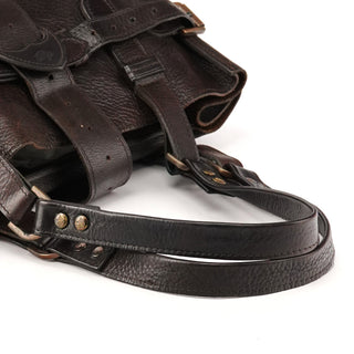 Dark Brown Leather Buckle Tote Bag