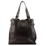 Dark Brown Leather Buckle Tote Bag