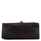 Dark Brown Leather Buckle Tote Bag