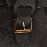 Dark Brown Leather Buckle Tote Bag