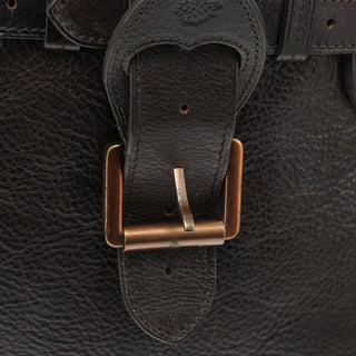 Dark Brown Leather Buckle Tote Bag