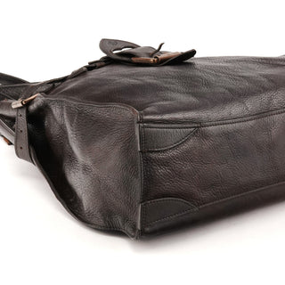 Dark Brown Leather Buckle Tote Bag