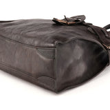 Dark Brown Leather Buckle Tote Bag