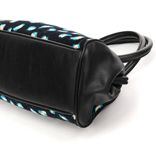 Navy Turquoise Corduroy Leopard Bowling Bag