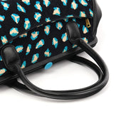 Navy Turquoise Corduroy Leopard Bowling Bag