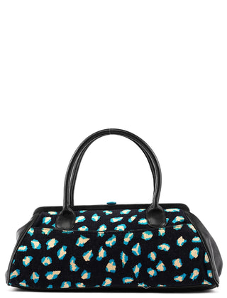 Navy Turquoise Corduroy Leopard Bowling Bag