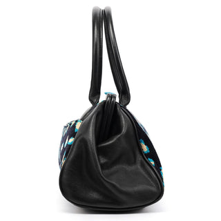 Navy Turquoise Corduroy Leopard Bowling Bag