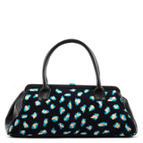 Navy Turquoise Corduroy Leopard Bowling Bag