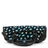 Navy Turquoise Corduroy Leopard Bowling Bag