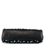 Navy Turquoise Corduroy Leopard Bowling Bag