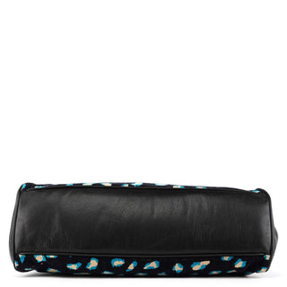 Navy Turquoise Corduroy Leopard Bowling Bag