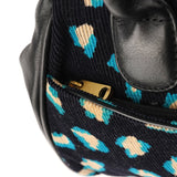 Navy Turquoise Corduroy Leopard Bowling Bag
