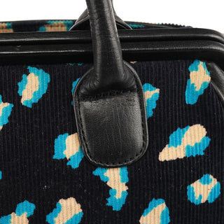 Navy Turquoise Corduroy Leopard Bowling Bag