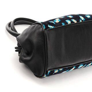 Navy Turquoise Corduroy Leopard Bowling Bag