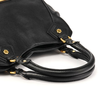 Black Leather Classic Q Fran 2-Way Bag