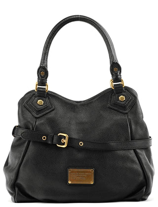 Black Leather Classic Q Fran 2-Way Bag