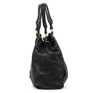 Black Leather Classic Q Fran 2-Way Bag