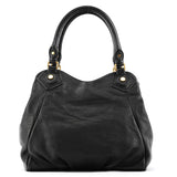 Black Leather Classic Q Fran 2-Way Bag
