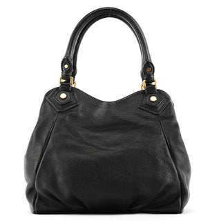 Black Leather Classic Q Fran 2-Way Bag