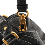 Black Leather Classic Q Fran 2-Way Bag