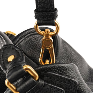 Black Leather Classic Q Fran 2-Way Bag