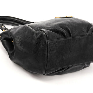 Black Leather Classic Q Fran 2-Way Bag