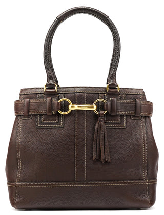 10214 Brown Pebbled Leather Hamptons Tote Bag