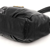 Black Leather Classic Q Fran 2-Way Bag