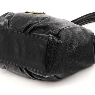 Black Leather Classic Q Fran 2-Way Bag
