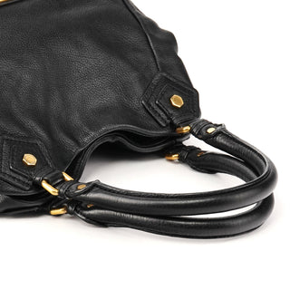 Black Leather Classic Q Fran 2-Way Bag
