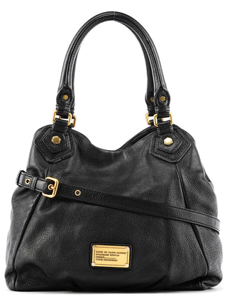 Black Leather Classic Q Fran 2-Way Bag