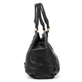 Black Leather Classic Q Fran 2-Way Bag