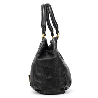 Black Leather Classic Q Fran 2-Way Bag