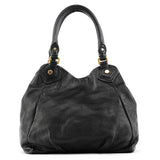 Black Leather Classic Q Fran 2-Way Bag